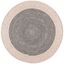 Handmade Beige and Black Geometric Wool Round Rug, 7'