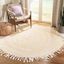 Handwoven Round Beige Cotton Braided Area Rug with Tassels