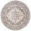 Reversible Round Cream/Gray Synthetic Easy Care Area Rug, 9' x 9'