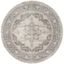 Reversible Round Cream/Gray Synthetic Easy Care Area Rug, 9' x 9'