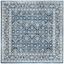 Elegant Square Navy and Light Grey Synthetic Area Rug, 6'7" Square