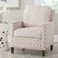 Peach Pink and White Plaid Leather Accent Chair