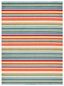 Ivory and Green Geometric Striped Synthetic 3' x 5' Rug