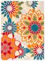 Ivory and Orange Floral Rectangular Synthetic Rug, 3' x 5'