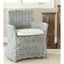 Modern Coastal Cabana Rattan Arm Chair with Beige Cushion - Grey White Wash