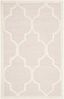 Ivory and Light Pink Handmade Wool Geometric Area Rug