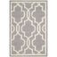 Silver and Ivory Geometric Wool 3' x 5' Area Rug