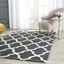 Ivory and Dark Grey Geometric Wool 4' x 4' Square Rug