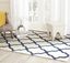 Ivory and Navy Geometric Wool 5' x 8' Area Rug