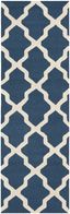 Navy Blue and Ivory Geometric Wool Runner Rug