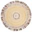 Ivory and Light Beige Round Cotton and Jute Area Rug with Fringe