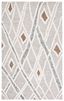 Gray and Ivory Geometric Wool High Pile Area Rug 3' x 5'