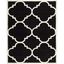 Hand-Tufted Black and Ivory Wool Geometric Area Rug, 5' x 8'