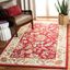 Handcrafted Floral Elegance 8' Square Red Wool & Cotton Rug