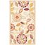 Ivory Floral Wool Area Rug with Taupe Accents, 3'9" x 5'9"