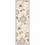 Ivory and Blue Floral Wool Runner Rug, 2'6" x 8'