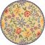 Ivory Floral Hand-Hooked Wool Round Rug, 3' Diameter