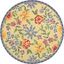 Elegant Ivory Floral Handmade Wool 8' x 8' Round Rug