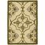 Ivory and Green Handmade Wool Rectangular Area Rug