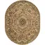 Elegant Taupe & Light Green Oval Wool Area Rug, 7'6" x 9'6"