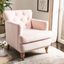 Blush Pink Velvet Contemporary Arm Chair with White Washed Birch Legs