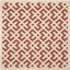 Red and Bone Geometric Square Indoor/Outdoor Rug, 4' x 4'