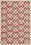 Red and Bone Synthetic 5' x 7' Rectangular Easy-Care Area Rug