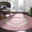 Round Light Grey and Fuchsia Synthetic Non-slip Rug