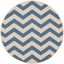 Round Blue and Beige Chevron Indoor/Outdoor Rug