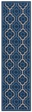 Navy and Beige Geometric Synthetic Indoor/Outdoor Runner Rug