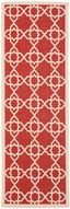 Terracotta Geometric Pattern Outdoor Runner Rug with Trim Embellishment