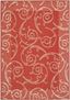 Vibrant Red and Natural Rectangular Easy-Care Outdoor Rug, 4' x 5'7"