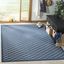 Navy Blue Square Synthetic Easy-Care Outdoor Rug, 7'10" x 7'10"