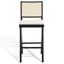 Colette Black and Natural Wood Bar Stool with Rattan Back