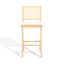 Natural Ash Wood and Rattan Bar Stool with White Cushion