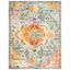 Large Orange and Teal Synthetic Square Area Rug