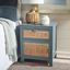 Devon Coastal Blue Grey Mahogany and Natural Rattan Nightstand