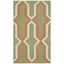 Green and Rust Geometric Wool Flat Weave Rug, 5' x 8'