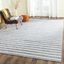 Ivory and Blue Striped Wool Flat Woven Area Rug, 3' x 5'