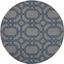 Grey and Dark Blue Geometric Wool Round Rug, 6' x 6'