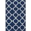 Handwoven Geometric Navy & Ivory Wool Area Rug, 4' x 6'