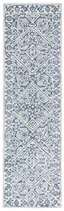 Blue and Ivory Tufted Wool Floral Runner Rug