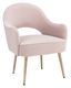 Evelyn Light Pink Velvet Accent Chair with Tapered Gold Legs