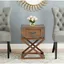 Brown Pine Rectangular Accent Table with Storage Drawer