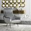 Elicia Transitional Light Grey Velvet and Wood Accent Arm Chair