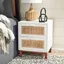 White and Natural 2-Drawer Nightstand with Rattan Accents