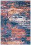 Navy and Orange Abstract Synthetic Area Rug, 8' x 10'