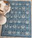 Evoke Blue and Ivory Floral Bordered 9' x 12' Area Rug