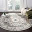 Grey and Ivory Round Floral Synthetic Area Rug, 6'7"