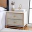 Spellbinding White Washed & Brass 2-Drawer Nightstand